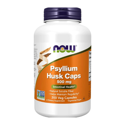 NOW Foods Supplements, Psyllium Husk Caps 500 mg, Non-GMO Project Verified, Natural Soluble Fiber, Intestinal Health*, 200 Veg Capsules